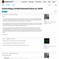 Controlling a 24VAC Solenoid Valve w/ GPIO