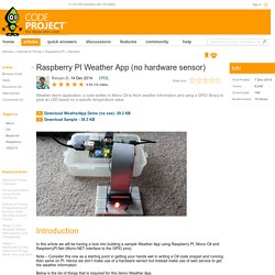 Raspberry PI Weather App (no hardware sensor) - CodeProject