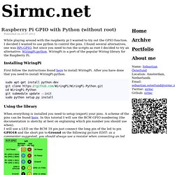 Raspberry Pi GPIO with Python (without root) - Sirmc.net