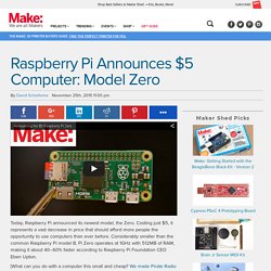 Raspberry Pi Releases Tiny $5 Computer: Model Zero