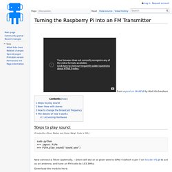Turning the Raspberry Pi Into an FM Transmitter - Imperial College Robotics Society Wiki