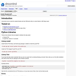Install_RaspberryPi - drcontrol - Installation for Raspberry Pi and like - Denkovi Relay board control via Python