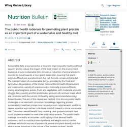 The public health rationale for promoting plant protein as an important part of a sustainable and healthy diet - Lonnie - 2020 - Nutrition Bulletin