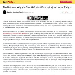 The Rationals Why you Should Contact Personal Injury Lawyer Early on