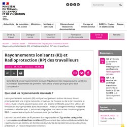 Rayonnements ionisants (RI) et Radioprotection (RP) des travailleurs