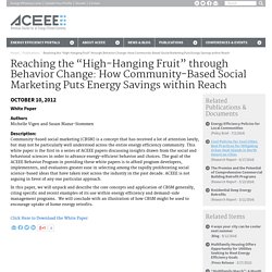 Reaching the “High-Hanging Fruit” with Behavior Change & Social Marketing