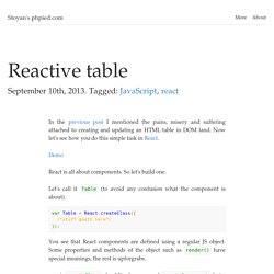 Reactive table