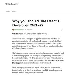 Why you should Hire Reactjs Developer 2021–22