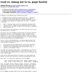 read vs. mmap (or io vs. page faults)