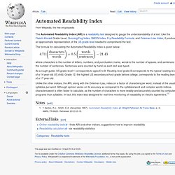 Automated Readability Index