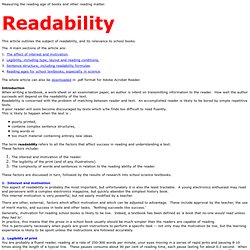 Readability and reading ages of school science text-books.