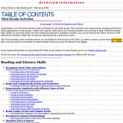 School-Home Links Reading Kit: Third Grade Activities Table of Contents