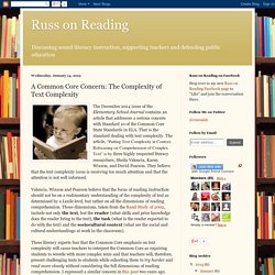 Russ on Reading: A Common Core Concern: The Complexity of Text Complexity