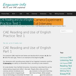 CAE Reading and Use of English Practice Test 1