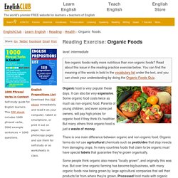 Reading Exercise - Organic Foods