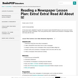 Reading a Newspaper Lesson Plan: Extra! Extra! Read All About It!