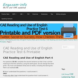 CAE Reading and Use of English Practice Test 6 Printable
