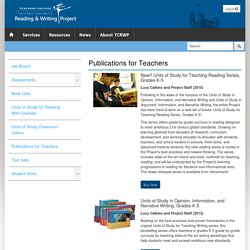 The Reading & Writing Project - Publications for Teachers
