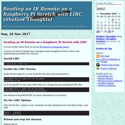 Reading an IR Remote on a Raspberry Pi <i>Stretch</i> with LIRC (Shallow Thoughts)