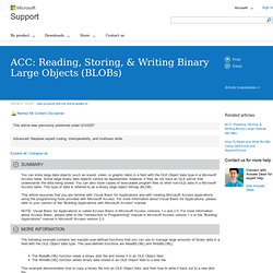ACC: Reading, Storing, & Writing Binary Large Objects (BLOBs)