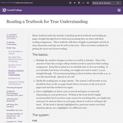 Reading a Textbook for True Understanding - Cornell College