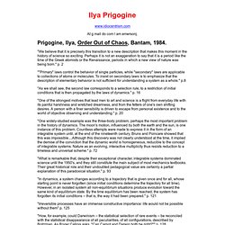 Readings from Prigogine