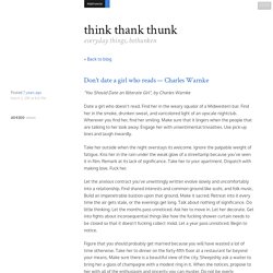 Don't date a girl who reads — Charles Warnke - think thank thunk