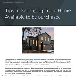 Tips in Setting Up Your Home Available to be purchased
