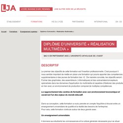 Diplôme d’Université « Réalisation Multimédia » - Enseignement supérieur - Lycée Jeanne d'Arc
