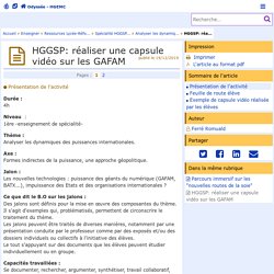 HGGSP: réaliser une capsule vidéo sur les GAFAM - Odyssée : Histoire Géographie EMC