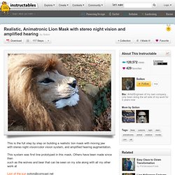 Realistic, Animatronic Lion Mask with stereo night vision and amplified hearing