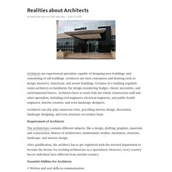 Realities about Architects