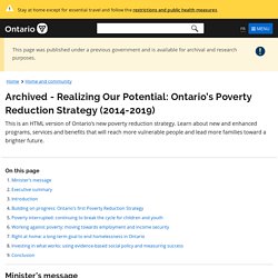 Archived - Realizing Our Potential: Ontario’s Poverty Reduction Strategy (2014-2019)