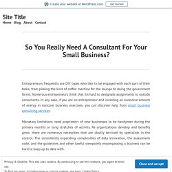 So You Really Need A Consultant For Your Small Business? – Site Title