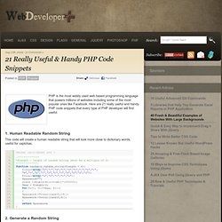 21 Code Snippets (php) by WebDeveloper+