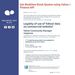 Get Realtime Stock Quotes using Yahoo Finance API