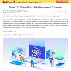 Reason To Choose React JS As Development Framework