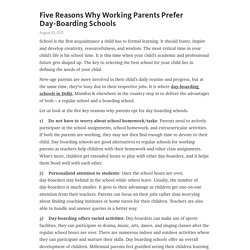 Five Reasons Why Working Parents Prefer Day-Boarding Schools