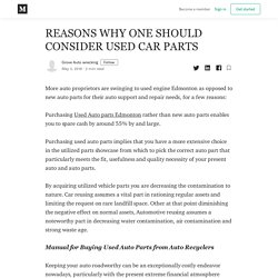 REASONS WHY ONE SHOULD CONSIDER USED CAR PARTS - Grove Auto wrecking - Medium