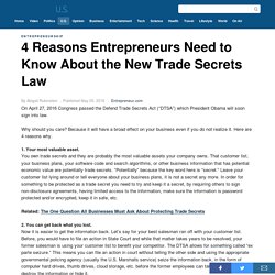 4 Reasons Entrepreneurs Need to Know About the New Trade Secrets Law