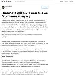 Reasons to Sell Your House to a We Buy Houses Company