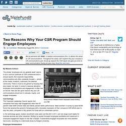 Two Reasons Why Your CSR Program Should Engage Employees