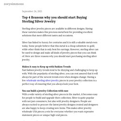 Top 4 Reasons why you should start Buying Sterling Silver Jewelry — zoeysimmons