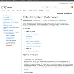 Rebuilding System Databases