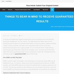 Things to Bear in Mind to Receive Guaranteed SEO Results