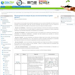 Recensement et analyse de jeux environnementaux ("green games")