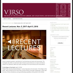 » Recent Lectures: Nov. 5, 2017–April 5, 2018