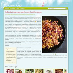 Recette bio express : salade de chou rouge, carotte, maïs et poulet au sésame