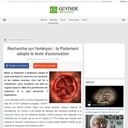 Recherche sur l'embryon : la Parlement adopte le texte d'autorisation