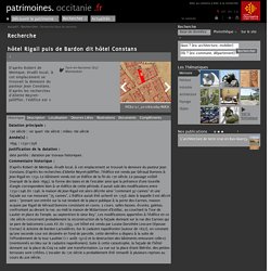 Recherche: base de données - hôtel Rigail puis de Bardon dit hôtel Constans - Montauban - Tarn-et-Garonne